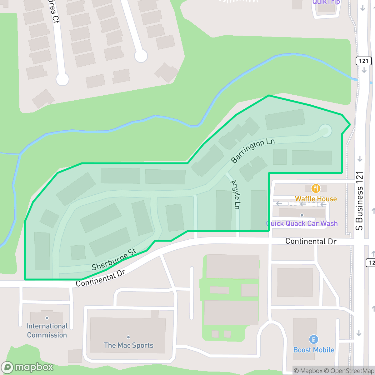 Map showing the location of Continental Square, Lewisville, TX