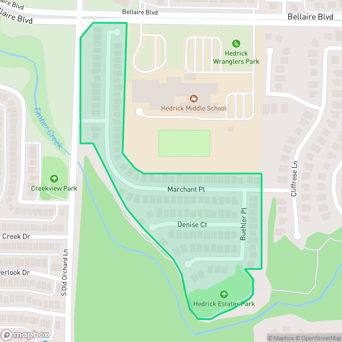 Map showing the location of Hedrick Estates, Lewisville, TX