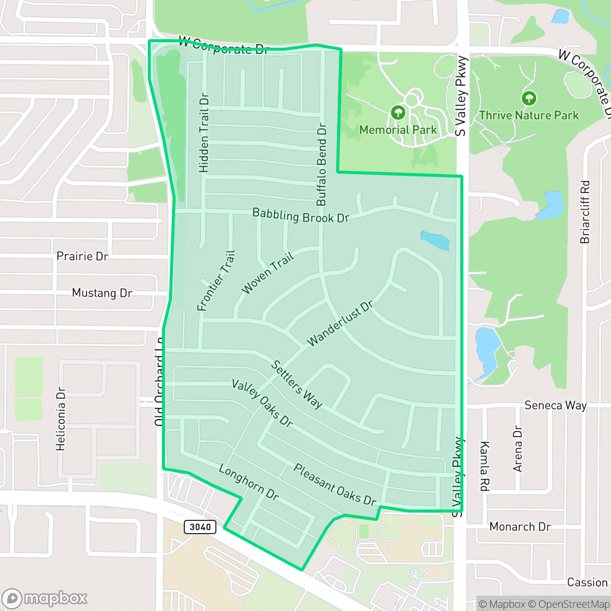 Map showing the location of Indian Oaks/Valley Oaks/Water Oak Estates, Lewisville, TX