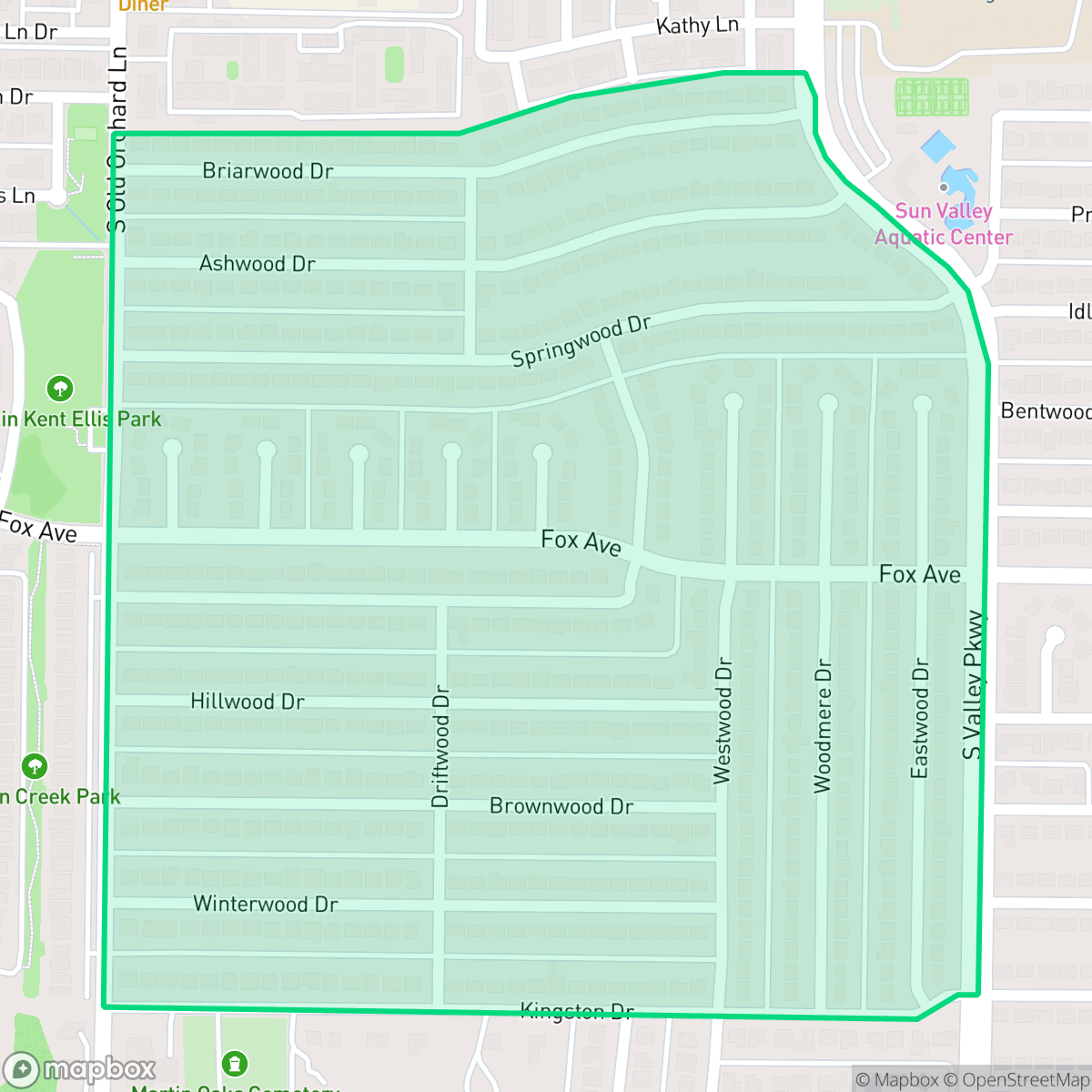 Map showing the location of Westwood, Lewisville, TX