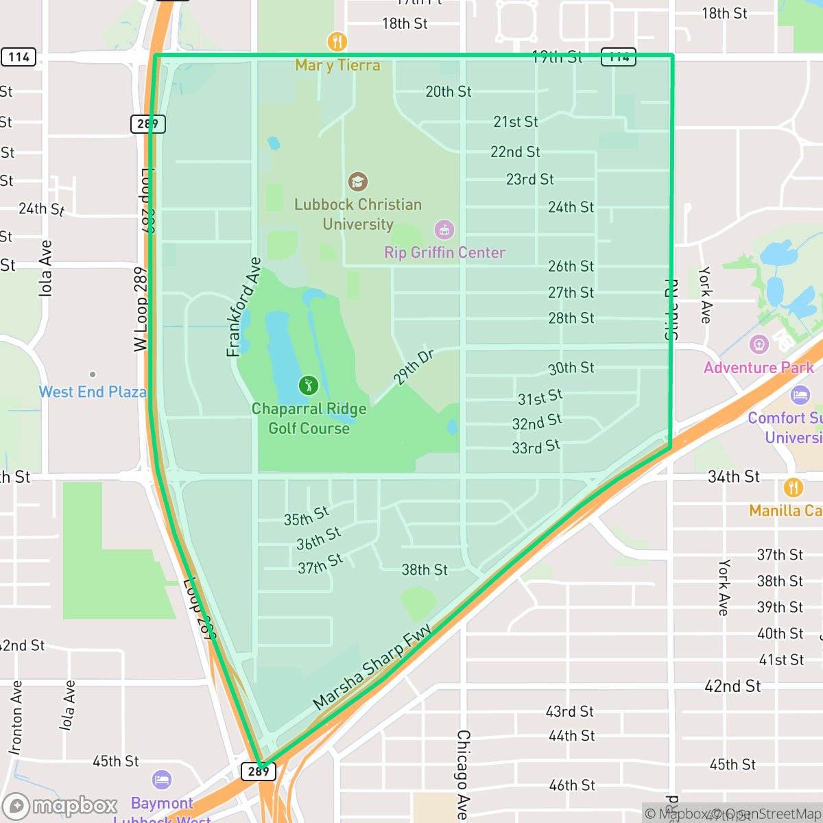 Map showing the location of Bowie, Lubbock, TX