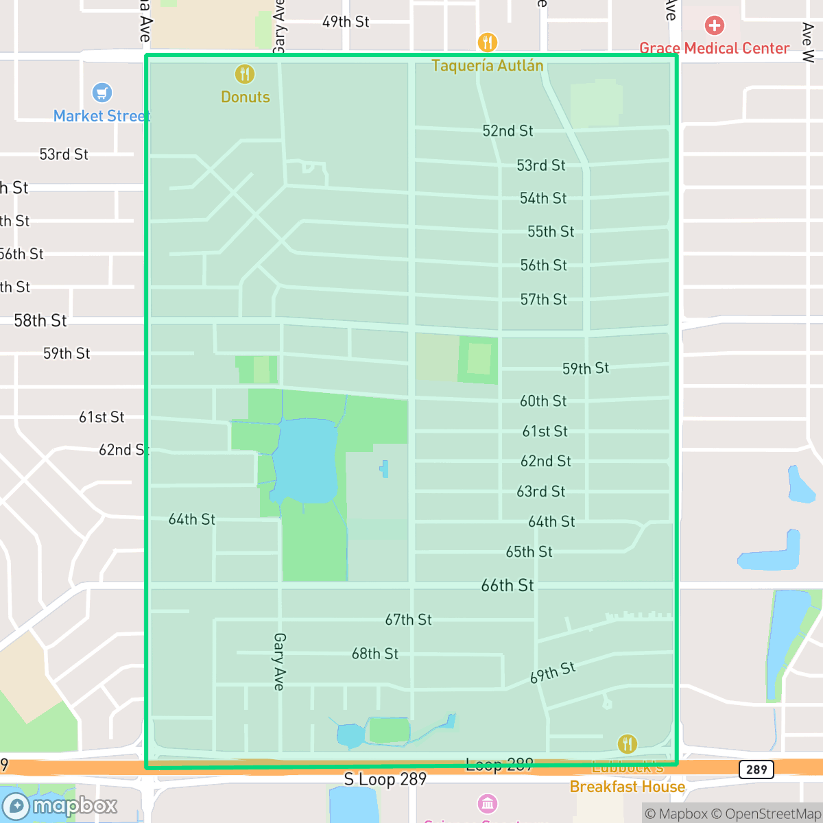Map showing the location of Caprock, Lubbock, TX