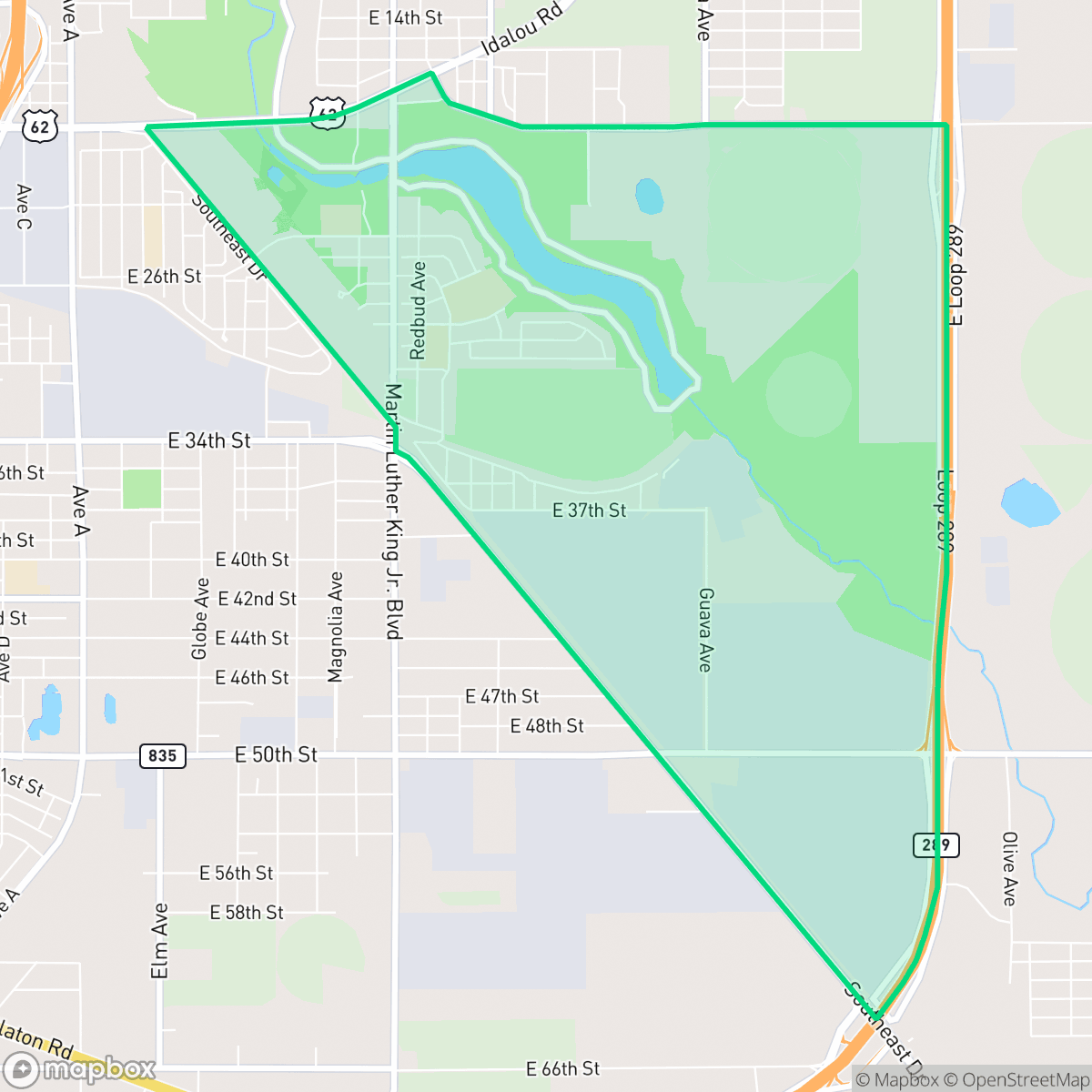 Map showing the location of Dunbar-Manhattan Heights, Lubbock, TX