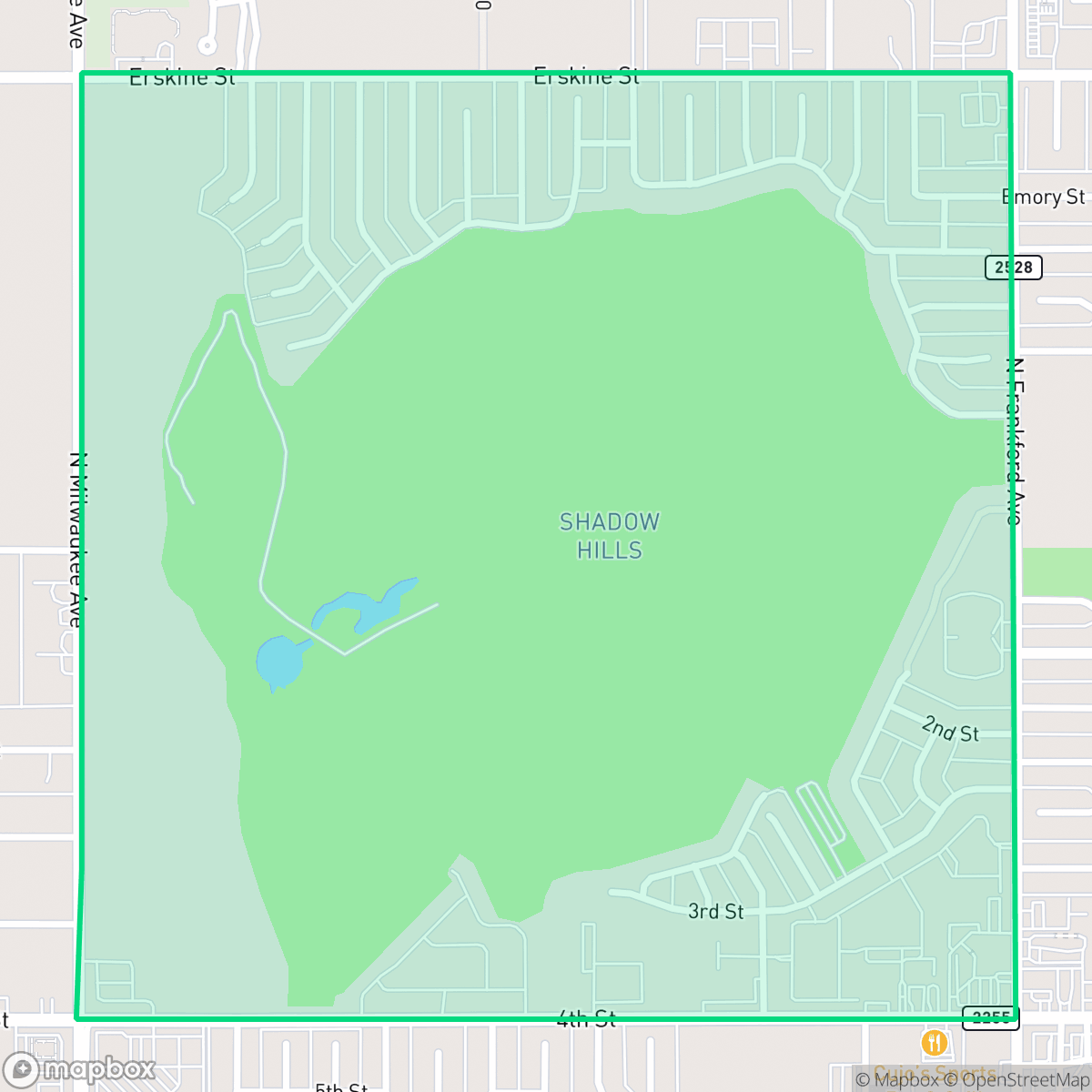 Map showing the location of Shadow Hills, Lubbock, TX