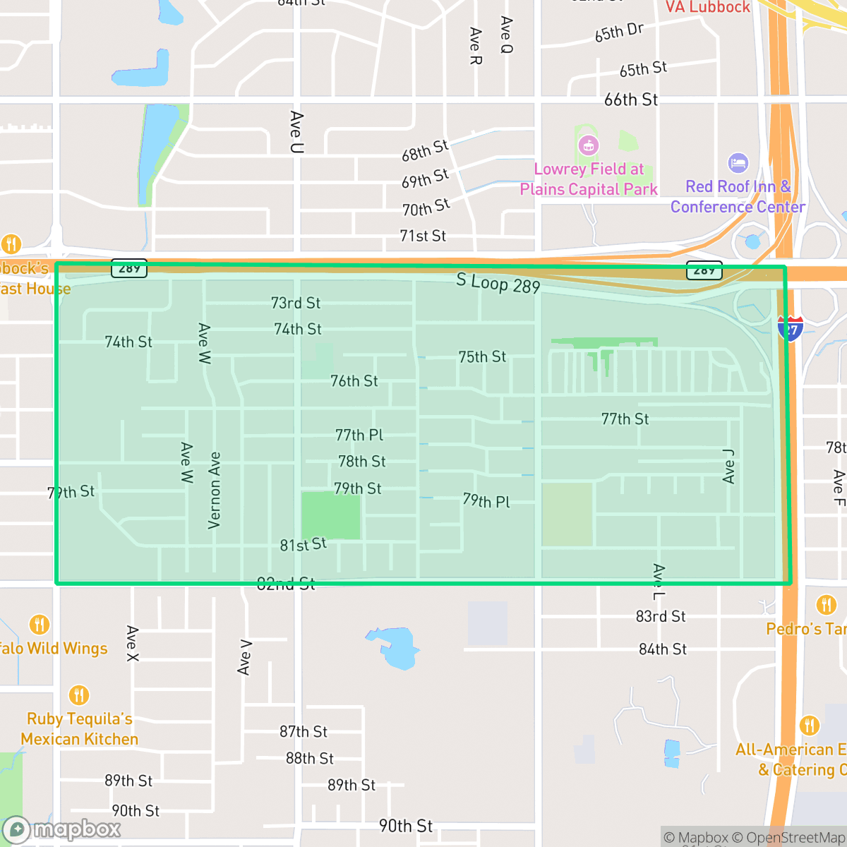 Map showing the location of South Lubbock, Lubbock, TX