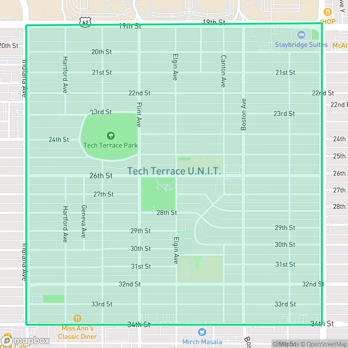 Map showing the location of Tech Terrace, Lubbock, TX