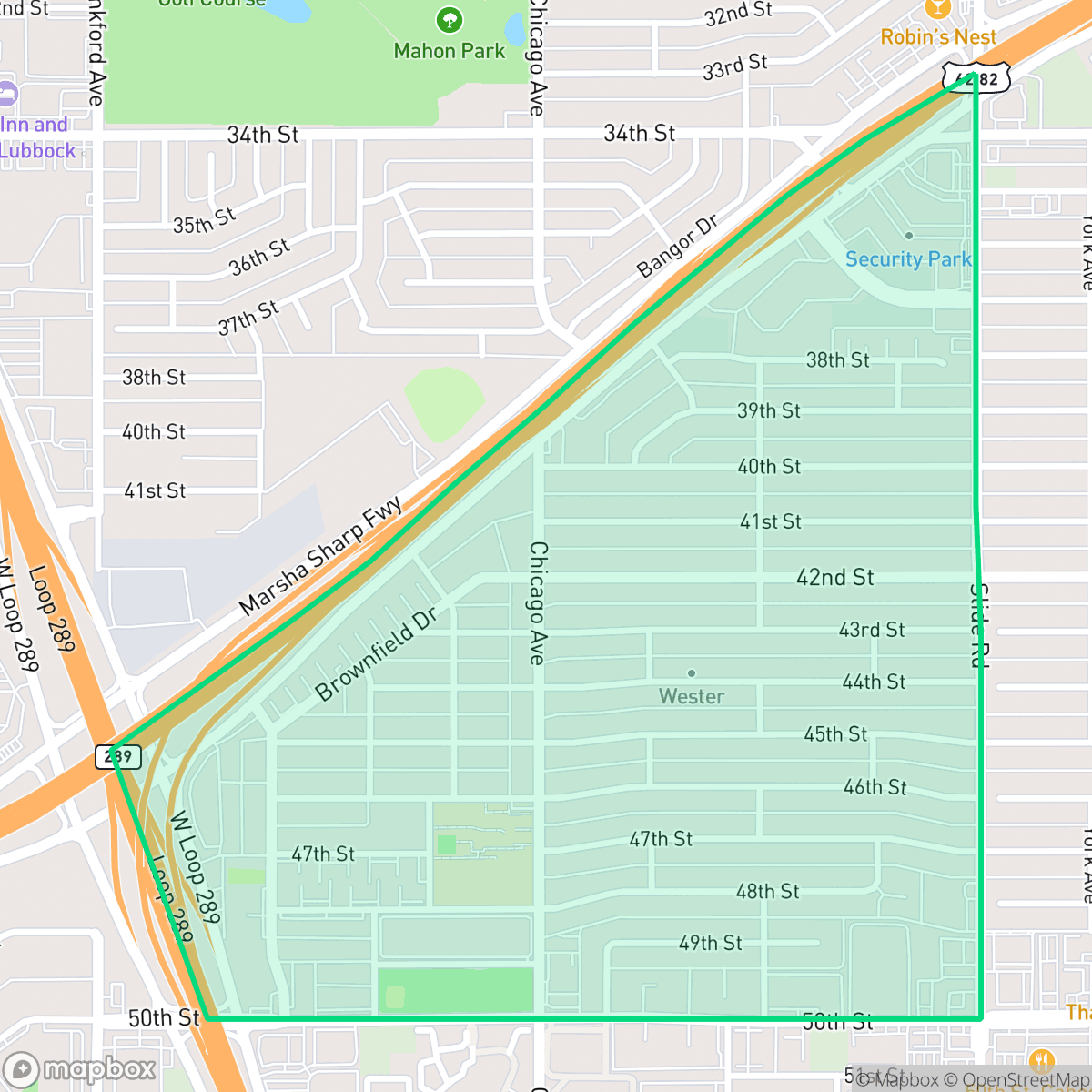 Map showing the location of Wester, Lubbock, TX