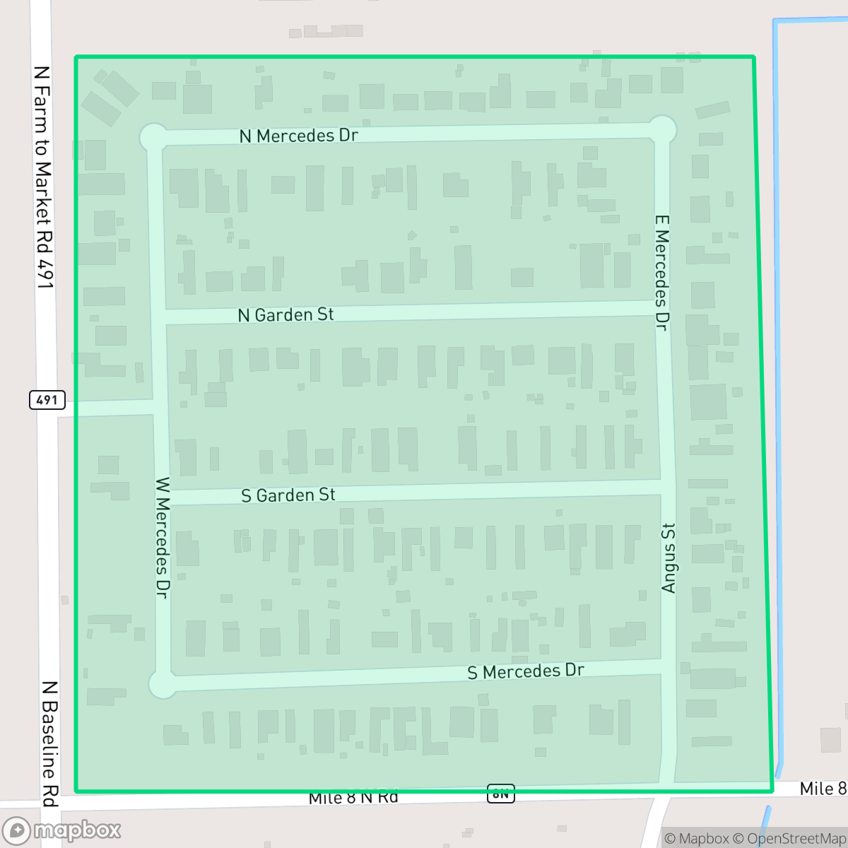 Map showing the location of Mercedes Gardens, Mercedes, TX
