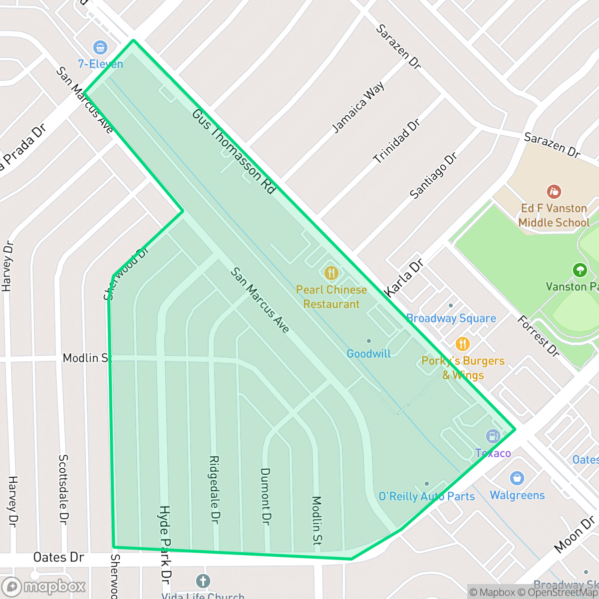Map showing the location of Casa View Heights, Mesquite, TX