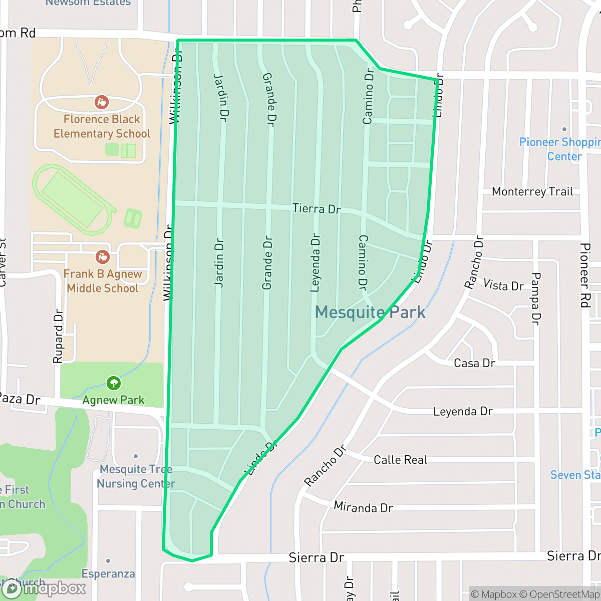 Map showing the location of Mesquite Park, Mesquite, TX
