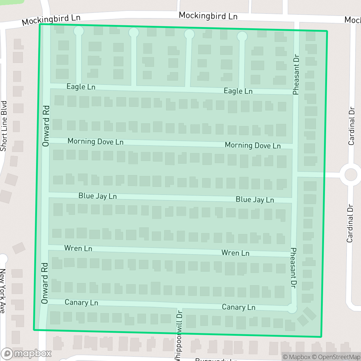 Map showing the location of Mockingbird Estates, Midlothian, TX