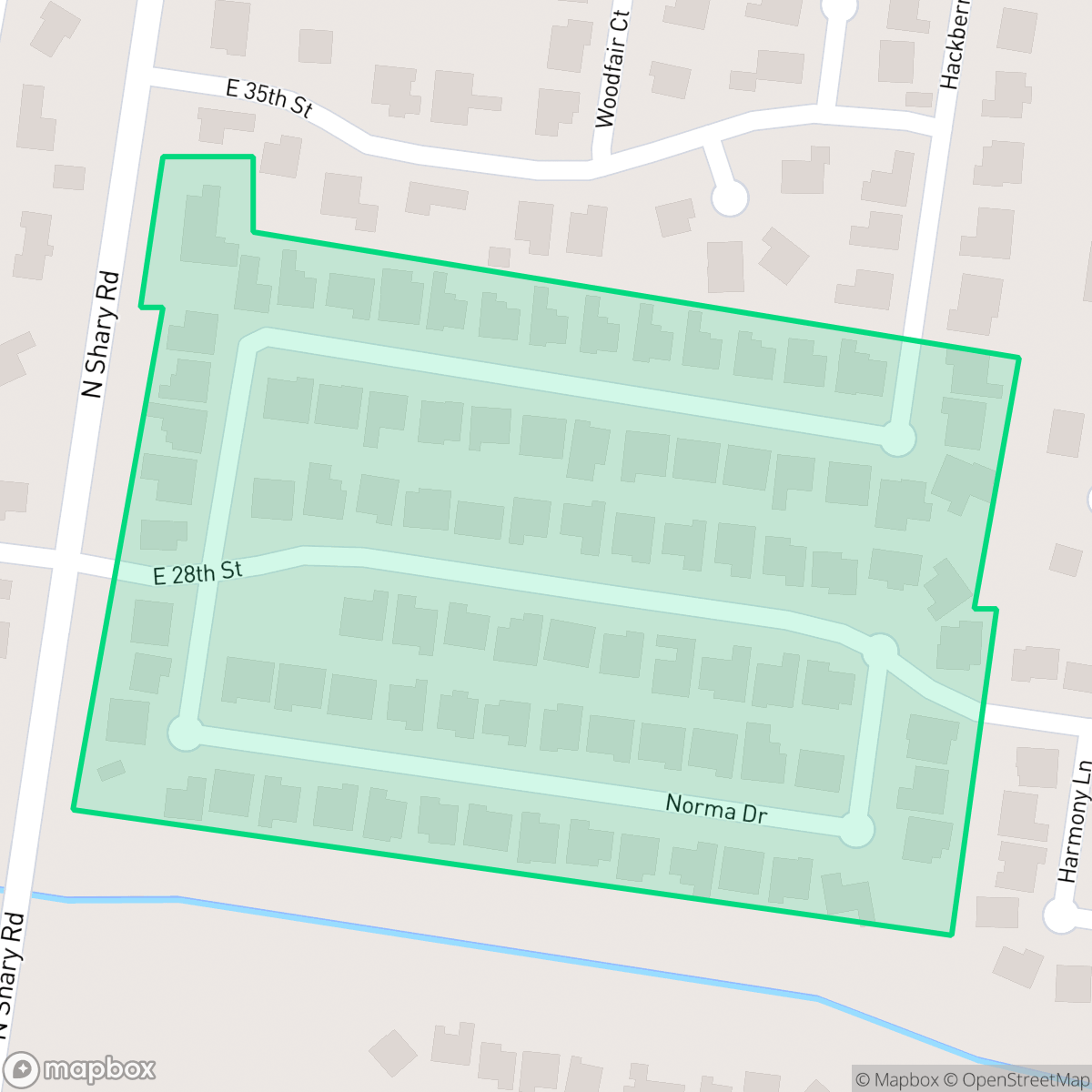 Map showing the location of Orchards at Shary Road, Mission, TX