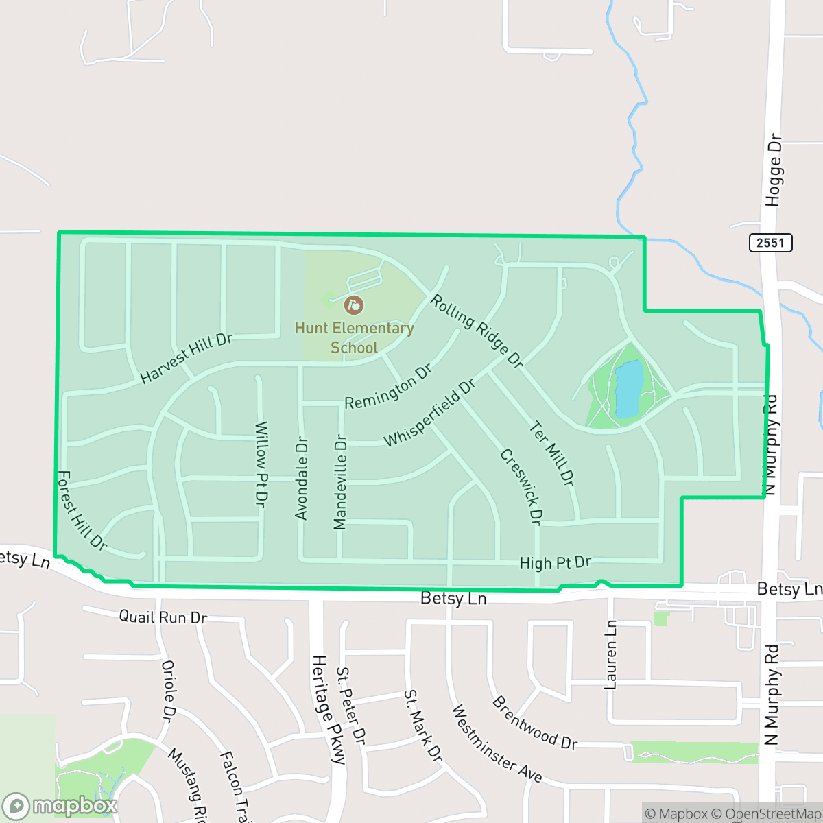Map showing the location of Rolling Ridge Estates, Murphy, TX