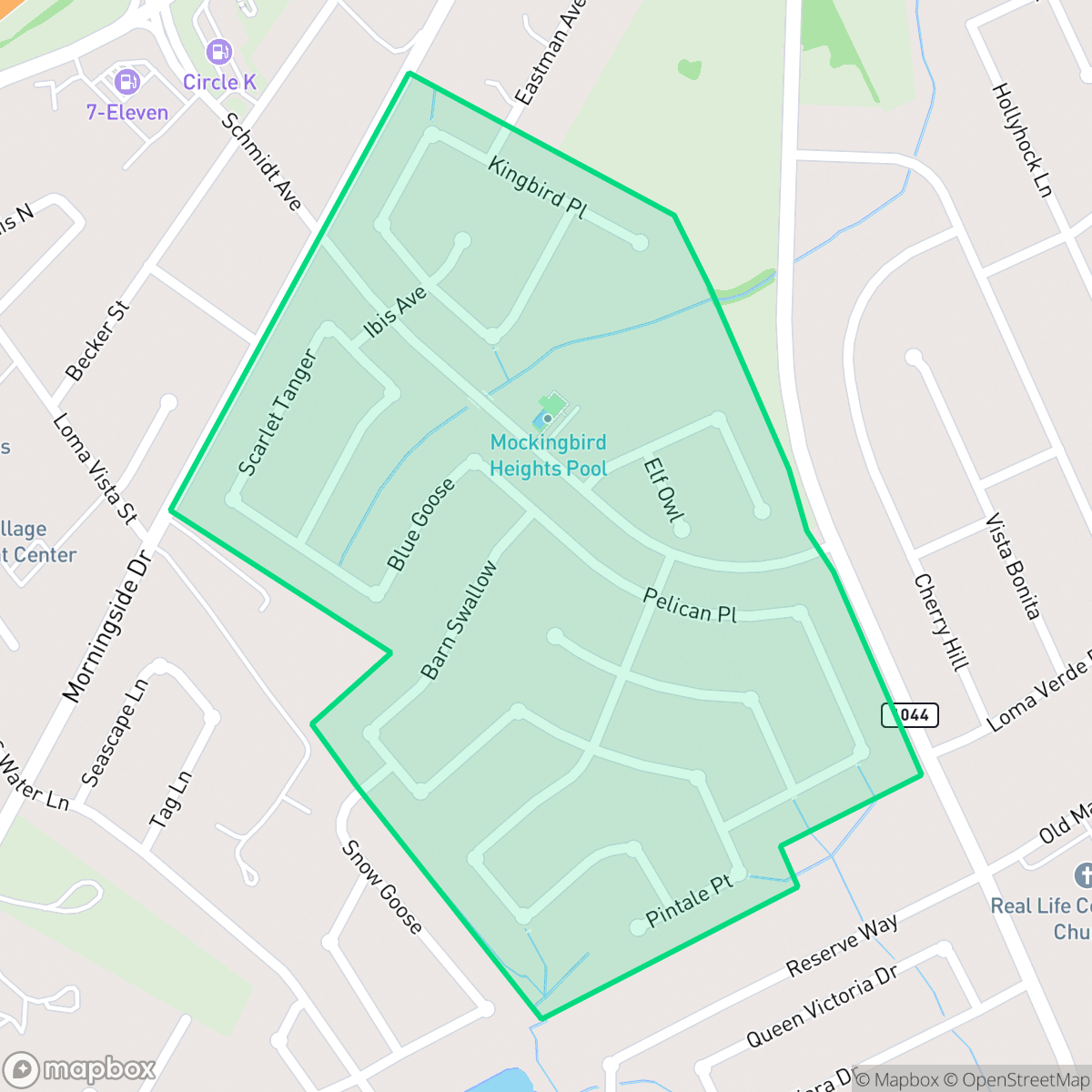 Map showing the location of Mockingbird Heights, New Braunfels, TX