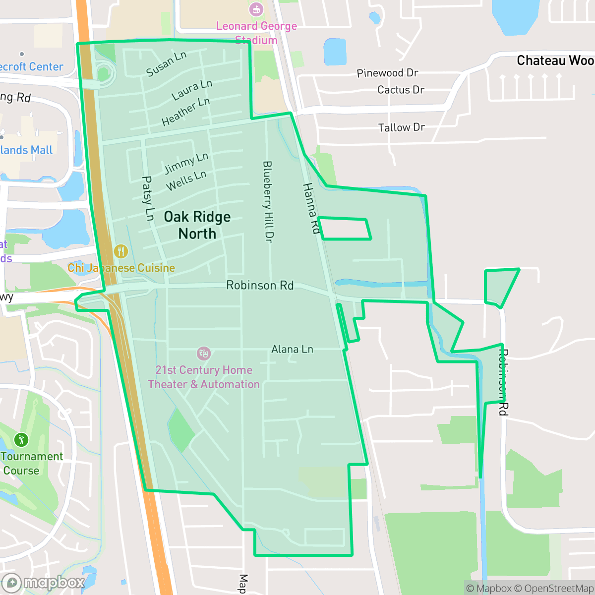 Map showing the location of Oak Ridge North, TX — coverage area