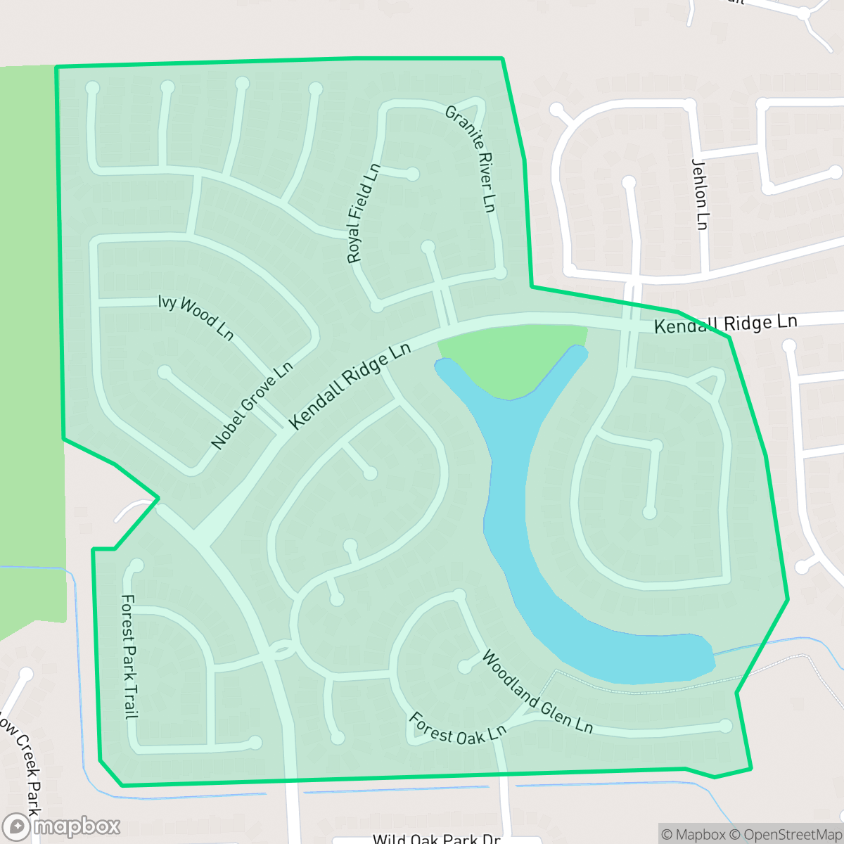 Map showing the location of The Meadows at Imperial Oaks, Oak Ridge North, TX