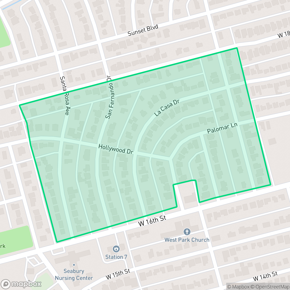 Map showing the location of Hollywood Manor, Odessa, TX