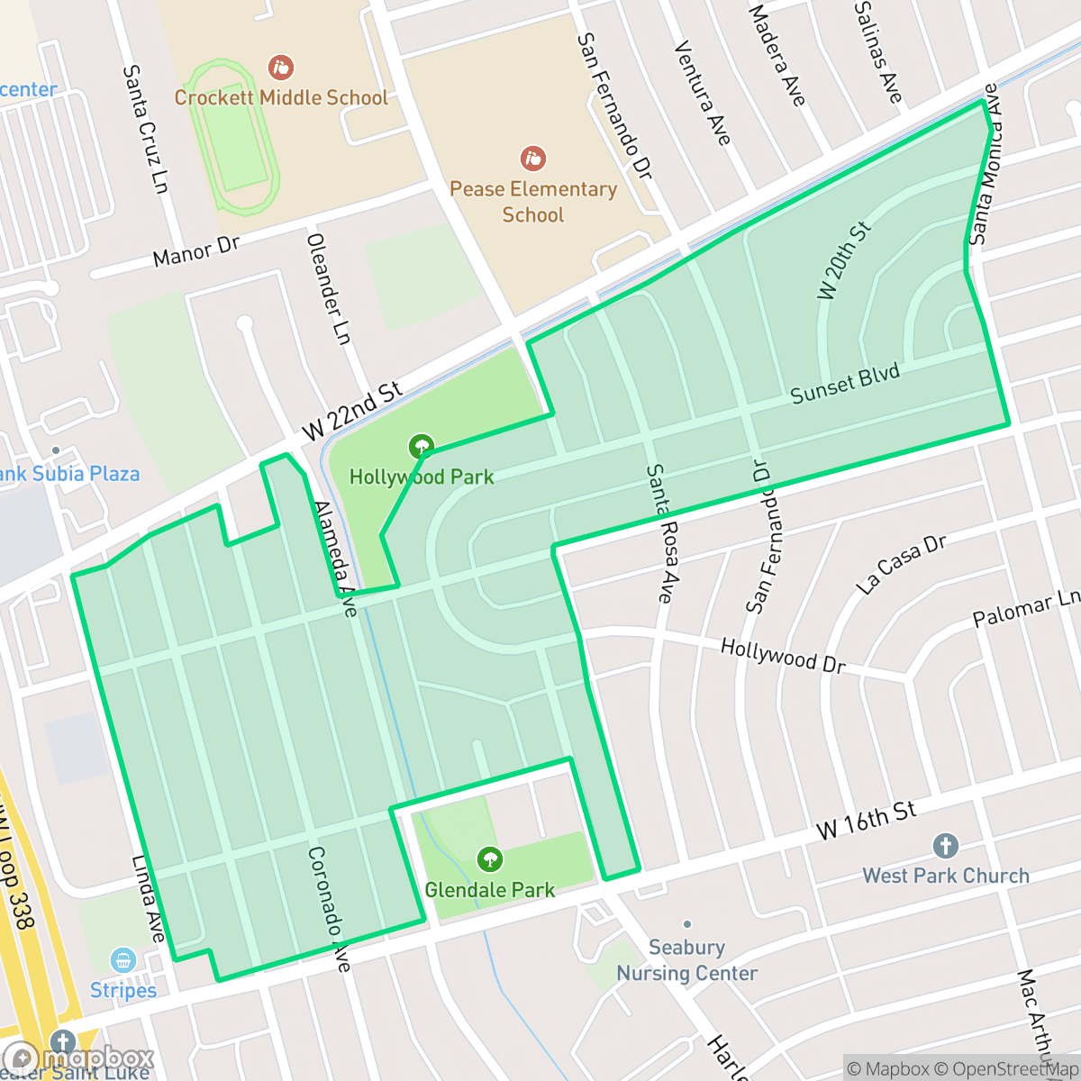 Map showing the location of Hollywood View, Odessa, TX