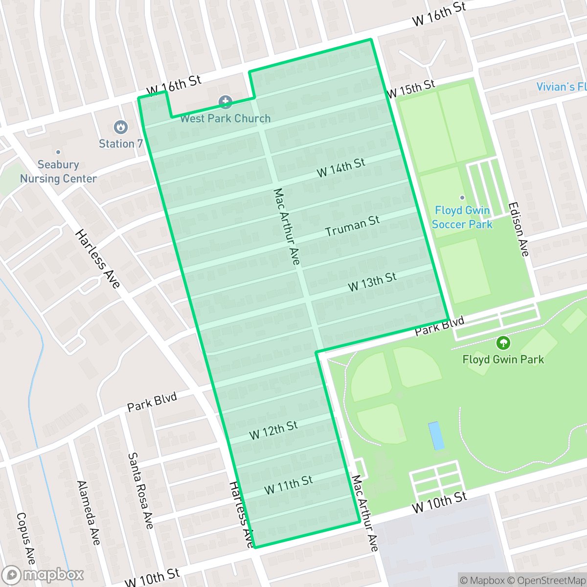 Map showing the location of Park Place Annex, Odessa, TX