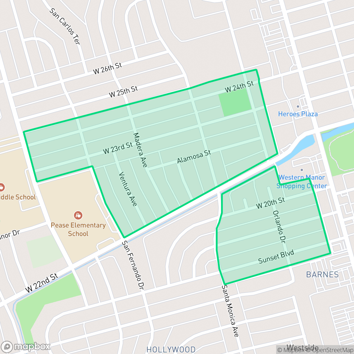 Map showing the location of Western Manor, Odessa, TX
