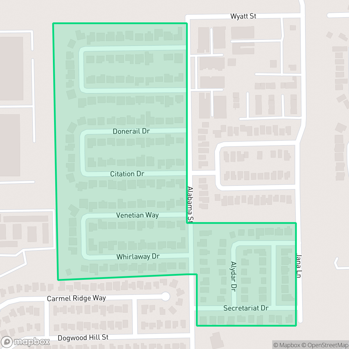 Map showing the location of Bowling Green, Pasadena, TX