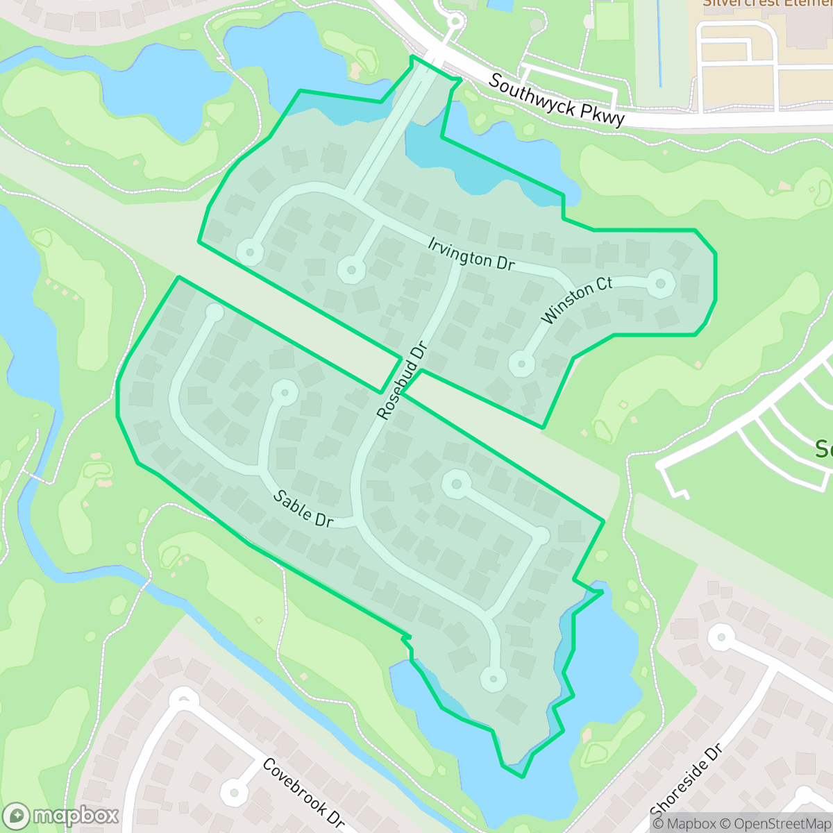 Map showing the location of Waterbury, Pearland, TX