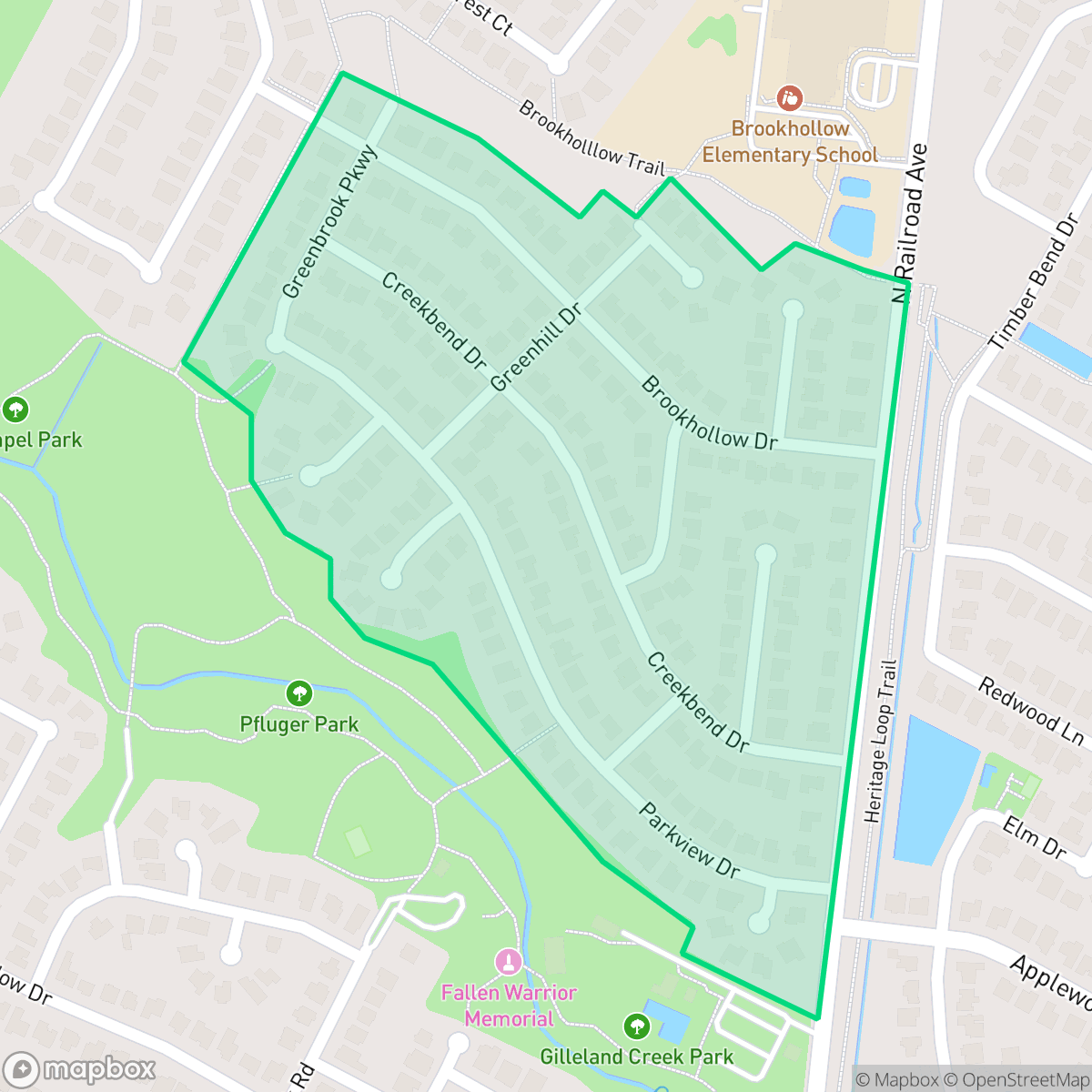 Map showing the location of Brookhollow, Pflugerville, TX