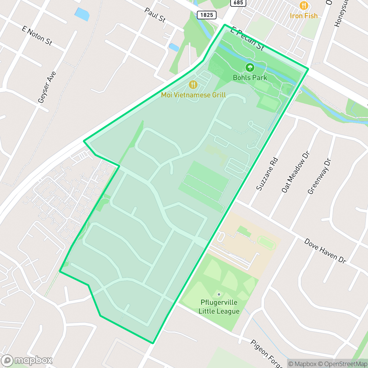 Map showing the location of Cambridge Estates, Pflugerville, TX