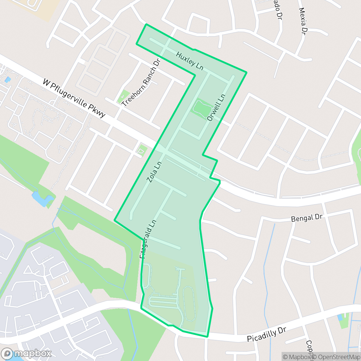 Map showing the location of Meadows at Cambridge Heights, Pflugerville, TX