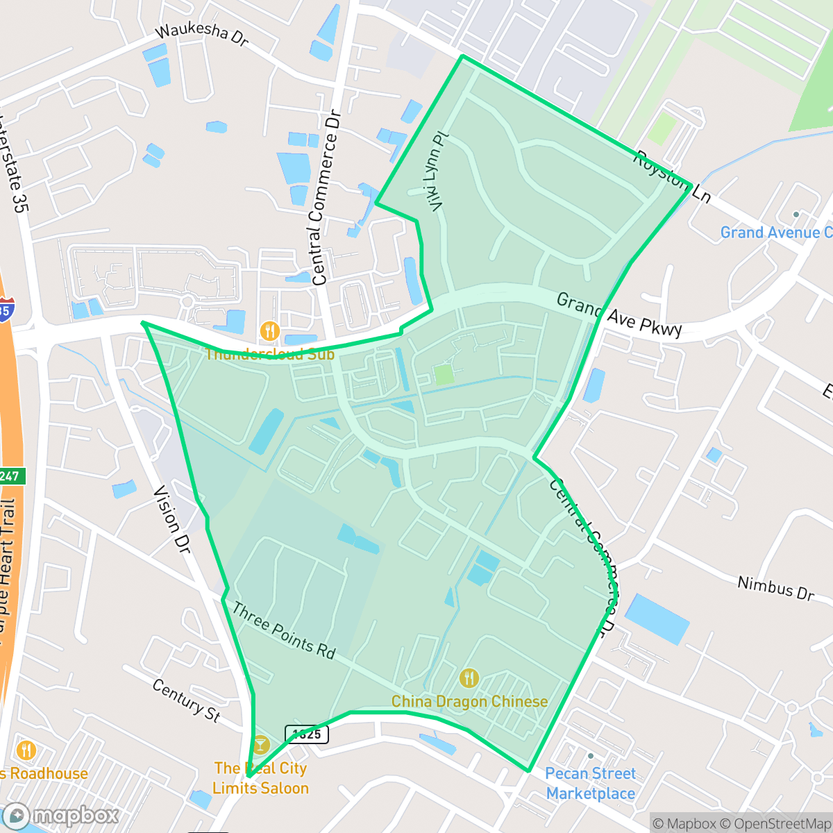 Map showing the location of North Park, Pflugerville, TX
