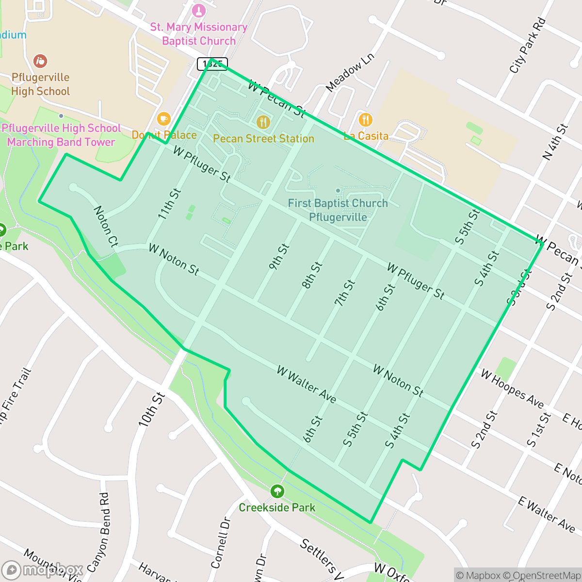 Map showing the location of Pflugerville West, Pflugerville, TX