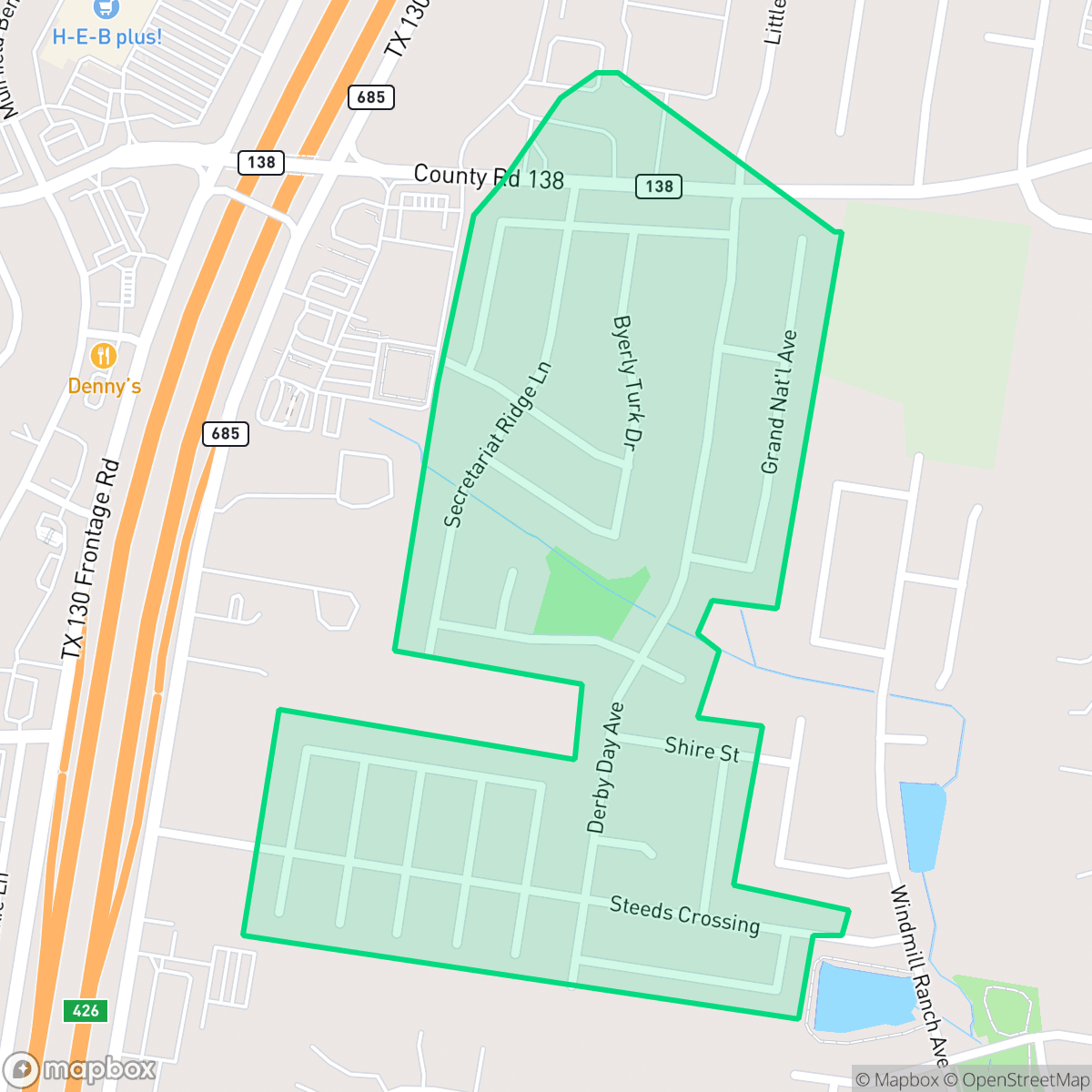 Map showing the location of Ridge at Steeds Crossing, Pflugerville, TX