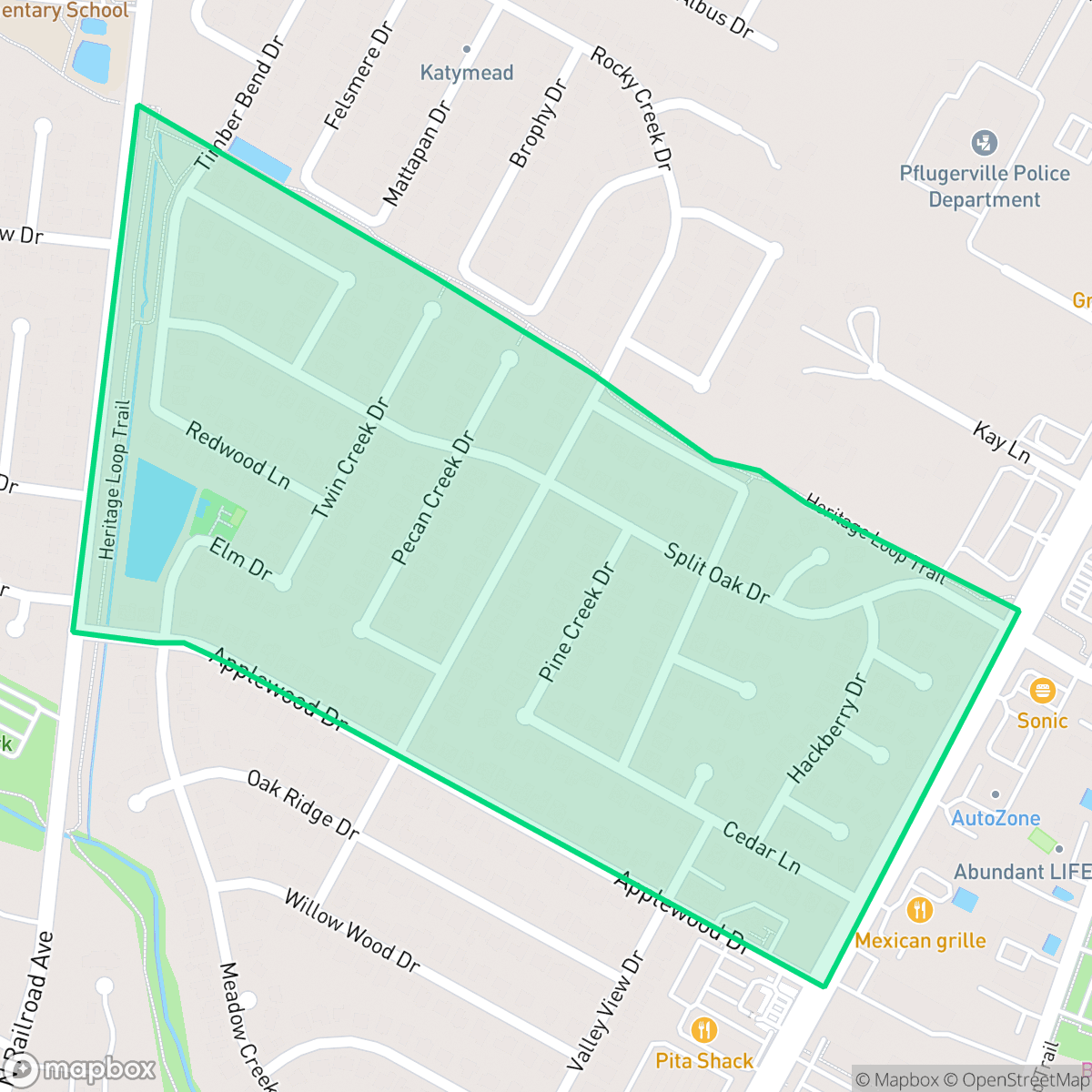 Map showing the location of Saxony, Pflugerville, TX