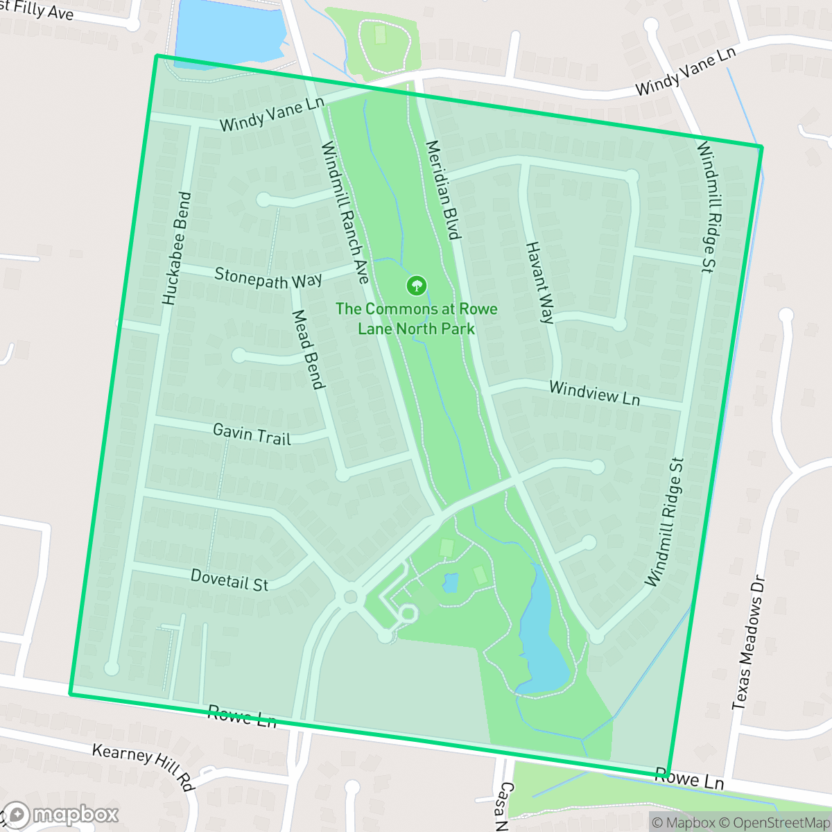 Map showing the location of The Commons at Rowe Lane, Pflugerville, TX