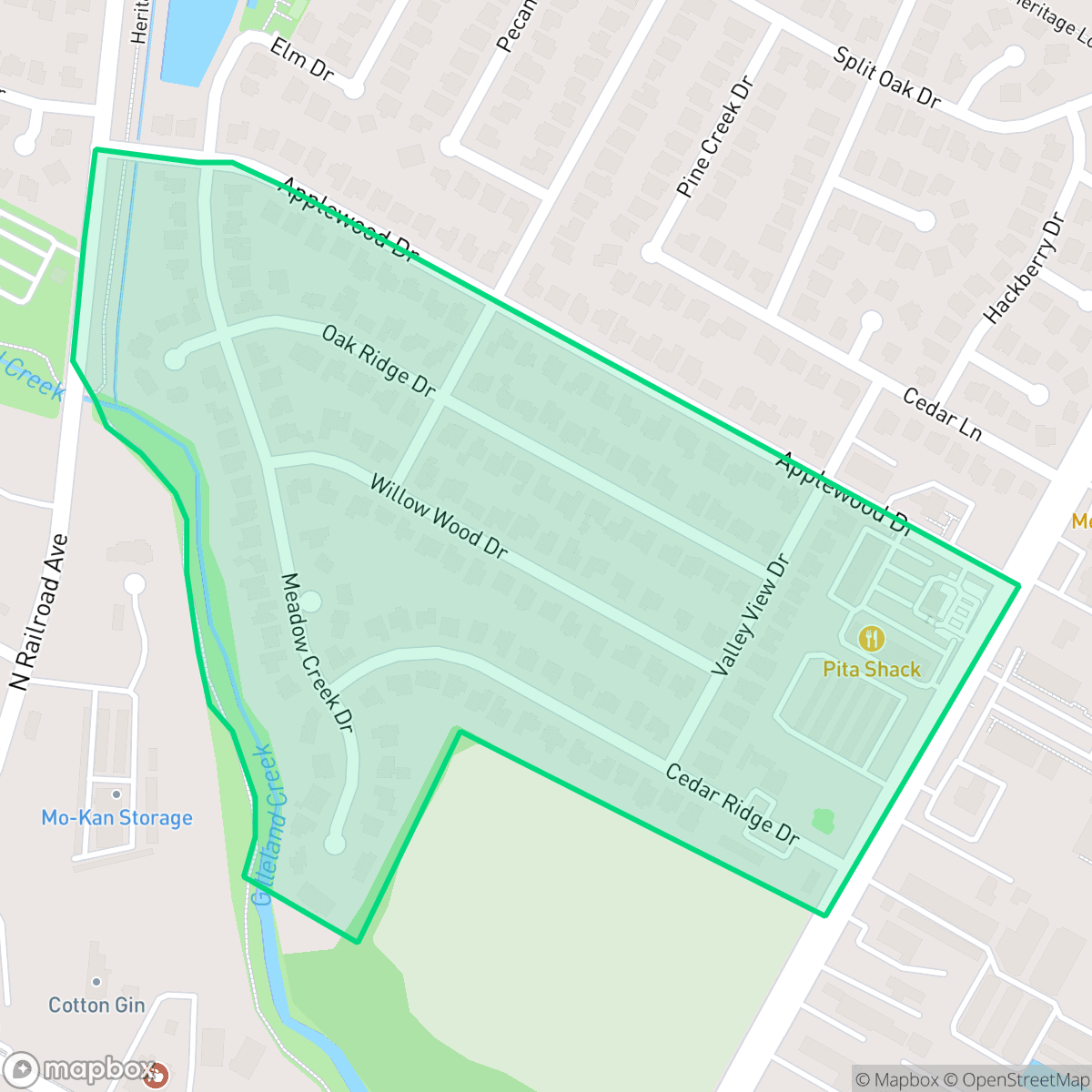Map showing the location of Willow Creek, Pflugerville, TX