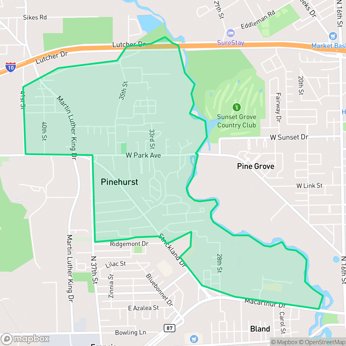 Map showing the location of Pinehurst, TX — coverage area