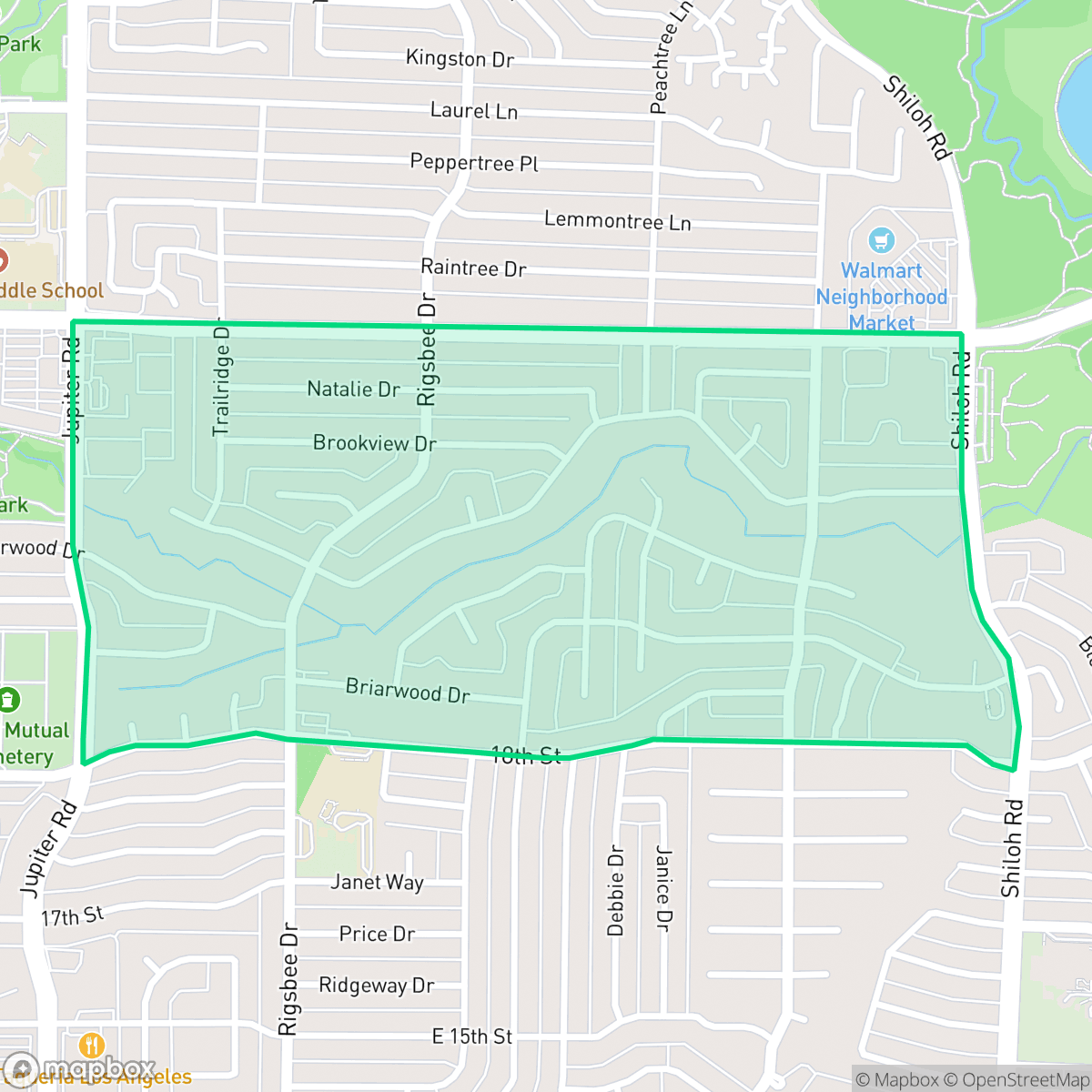 Map showing the location of Briarwood, Plano, TX