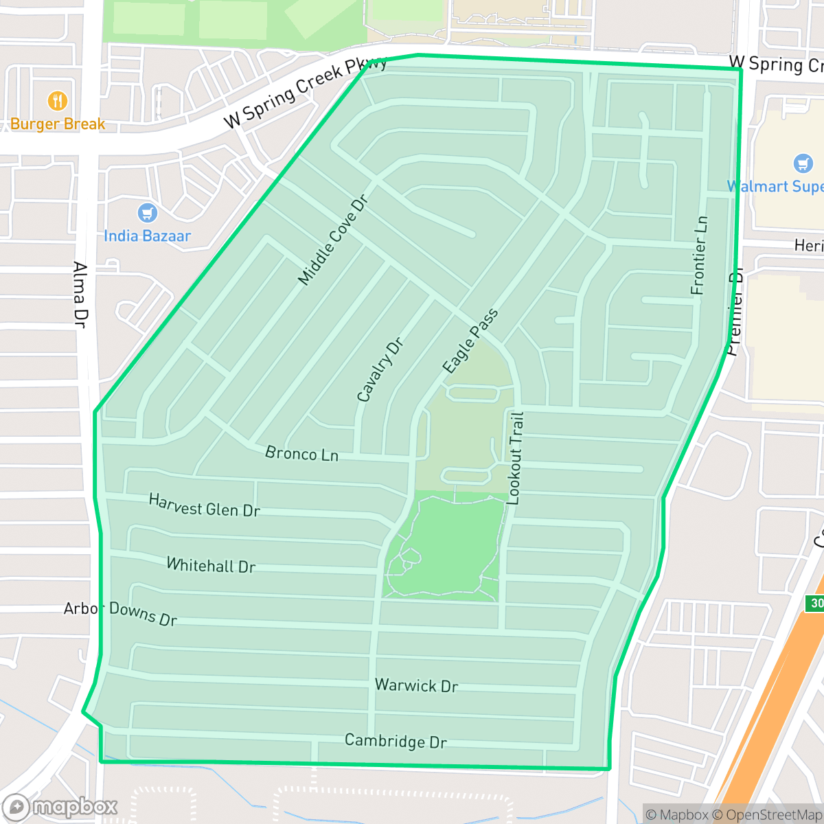 Map showing the location of Clearview, Plano, TX