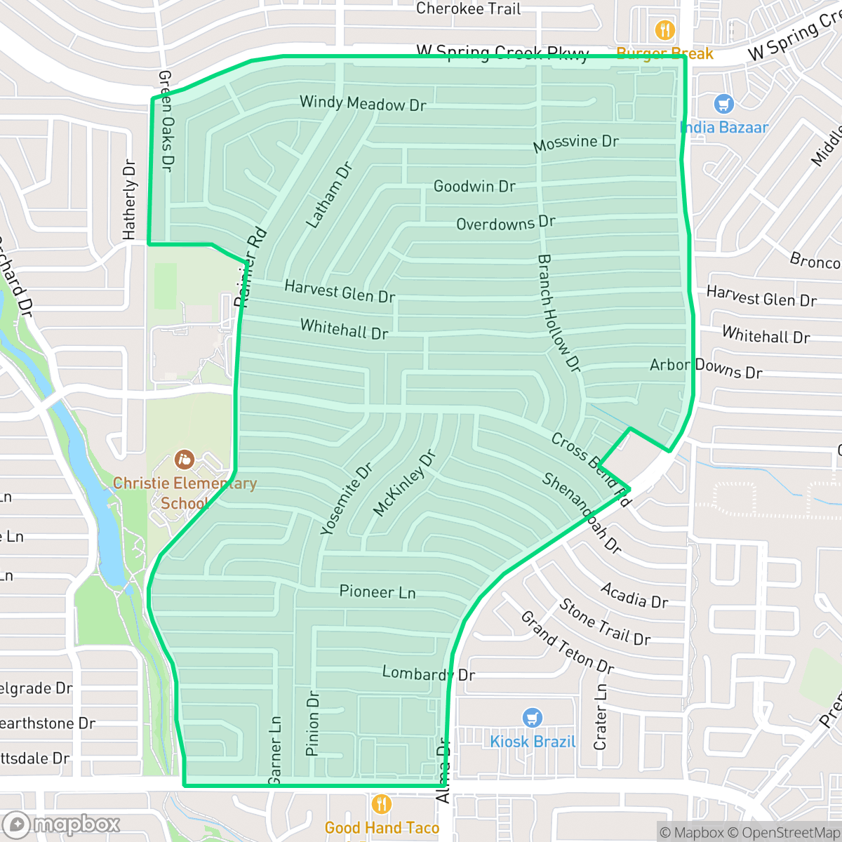 Map showing the location of Park Forest, Plano, TX