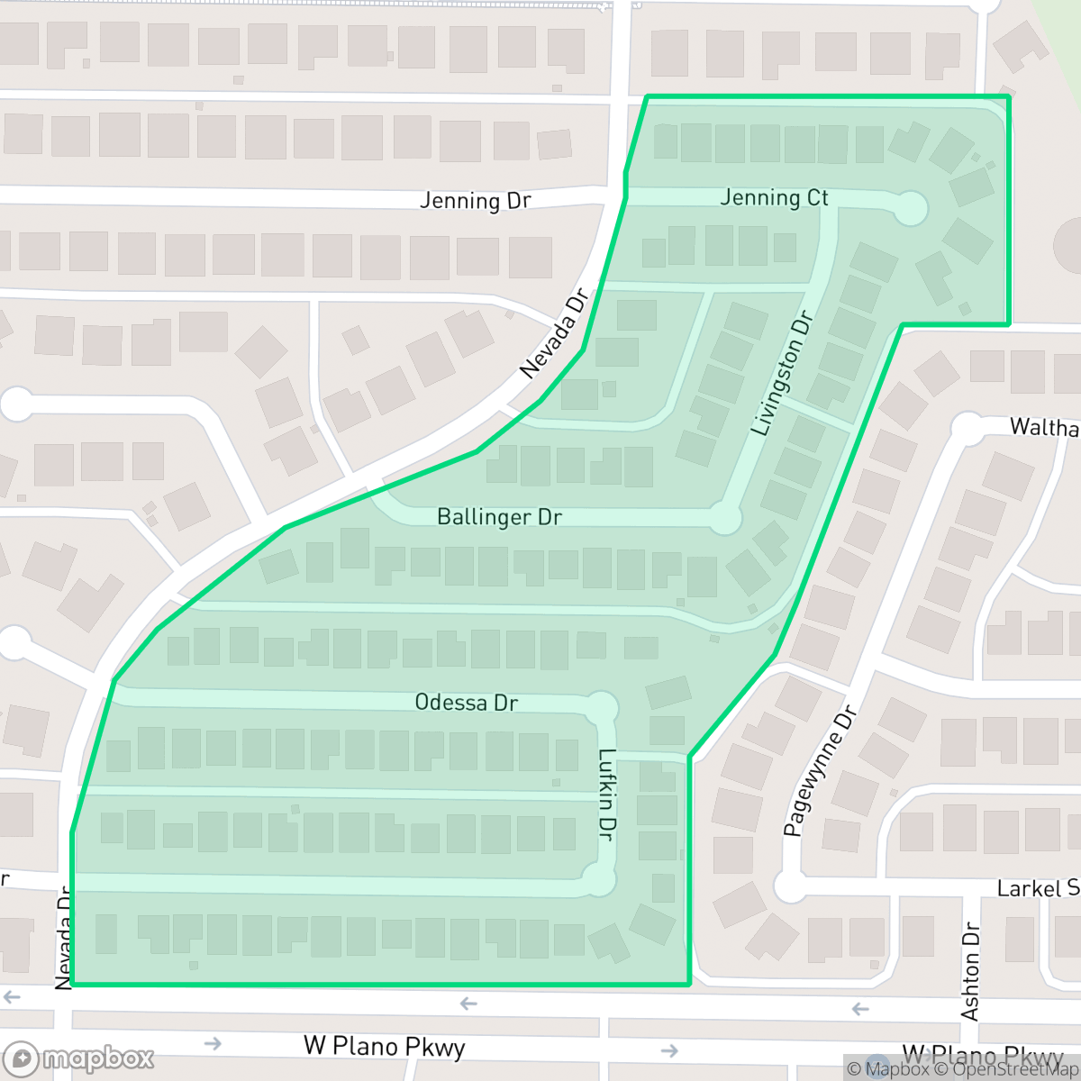 Map showing the location of Preston Square, Plano, TX