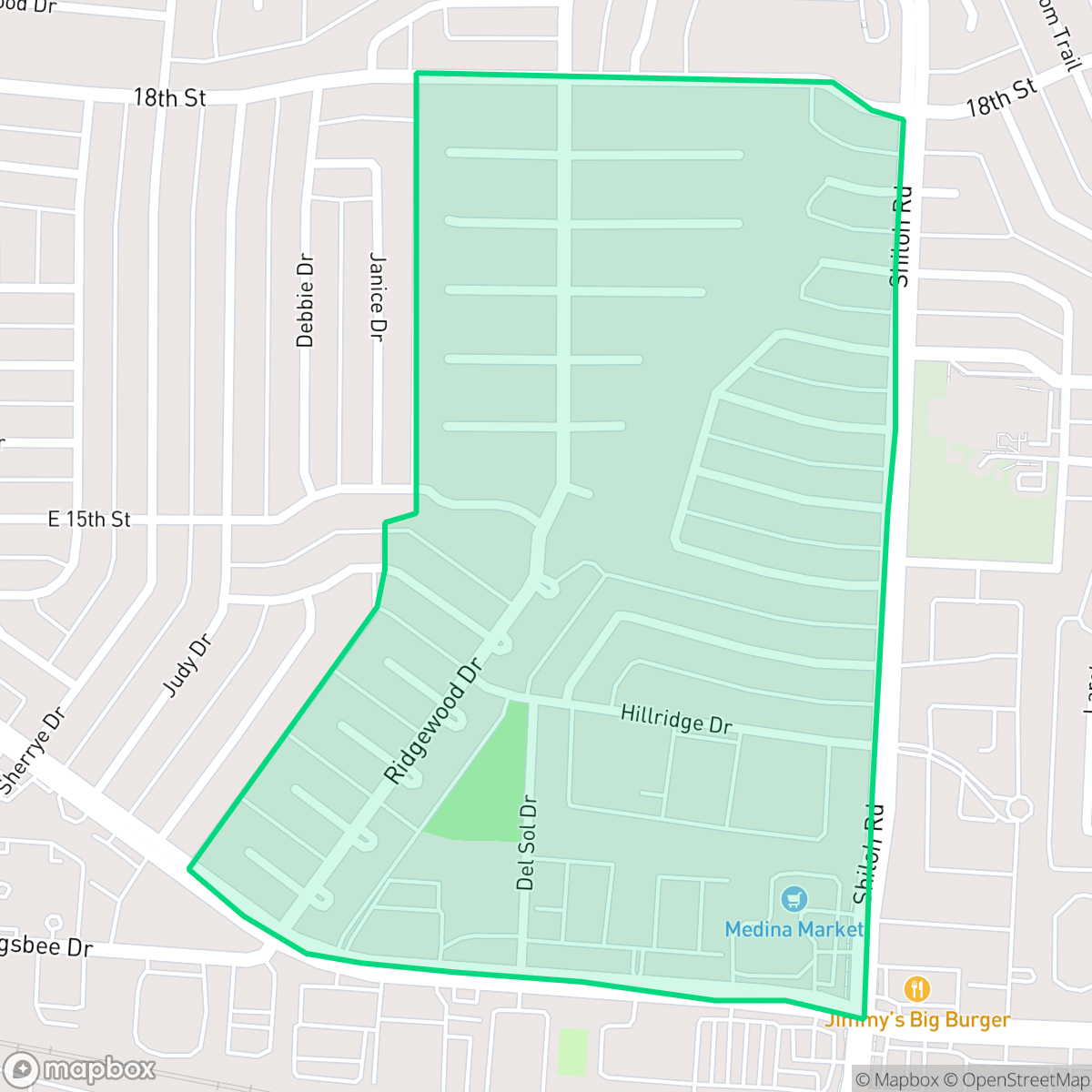Map showing the location of Ridgewood, Plano, TX