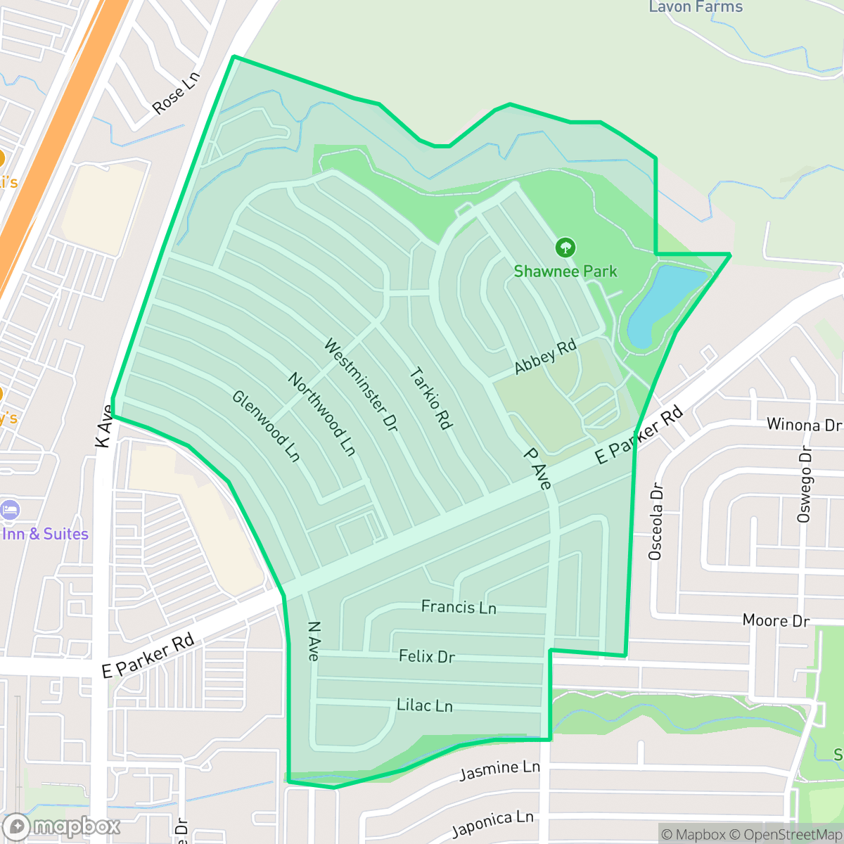 Map showing the location of Village Creek, Plano, TX