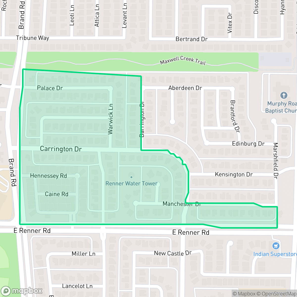 Map showing the location of Carrington Estates, Richardson, TX