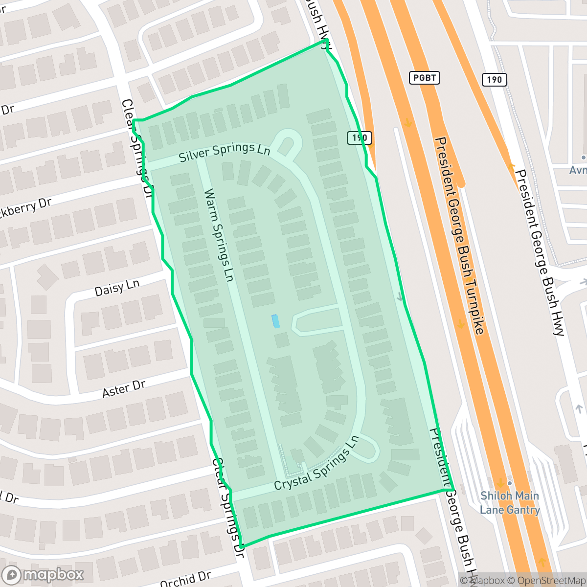 Map showing the location of Clear Springs Place, Richardson, TX