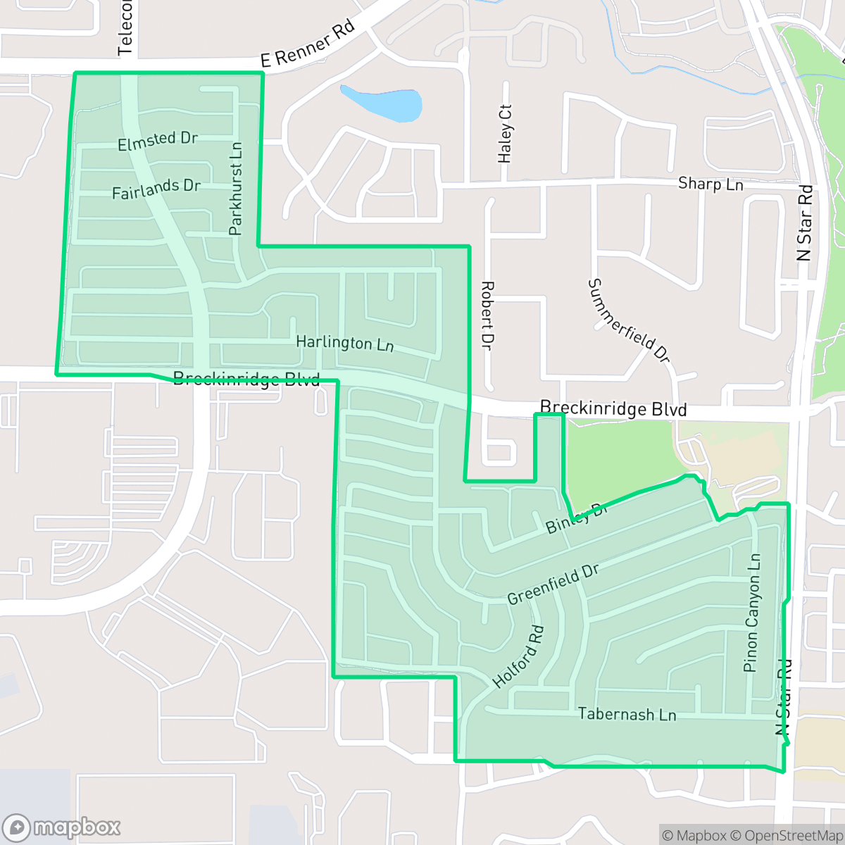 Map showing the location of Creek Hollow Estates, Richardson, TX