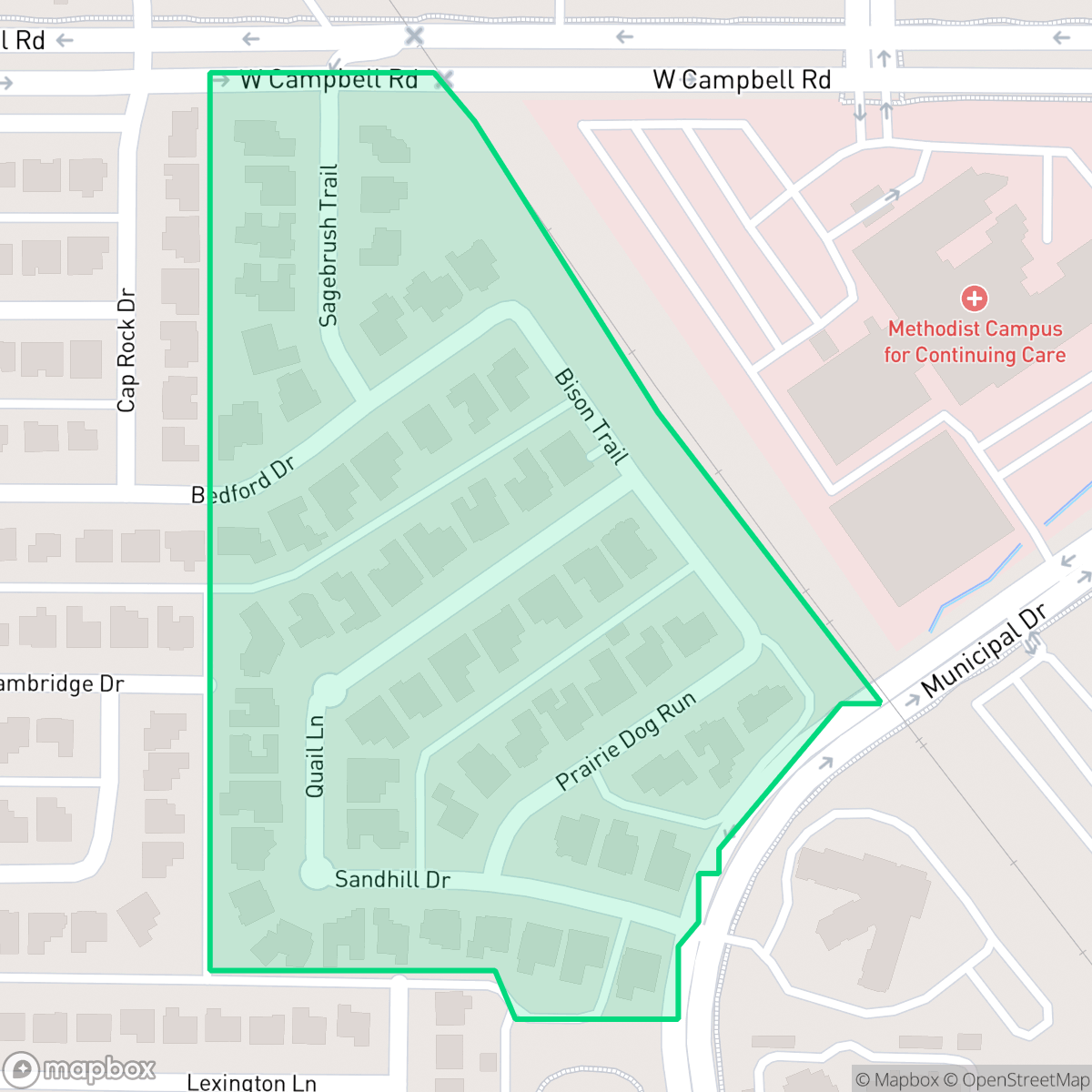 Map showing the location of Estates of Prairie Creek, Richardson, TX