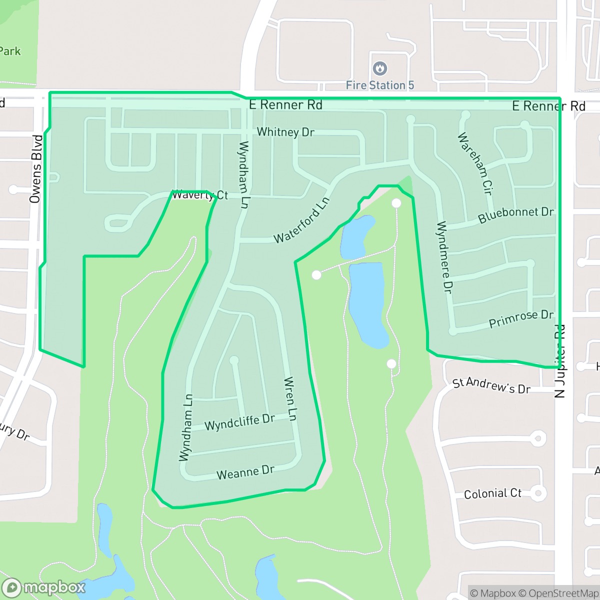 Map showing the location of Fairways of Sherril Park, Richardson, TX