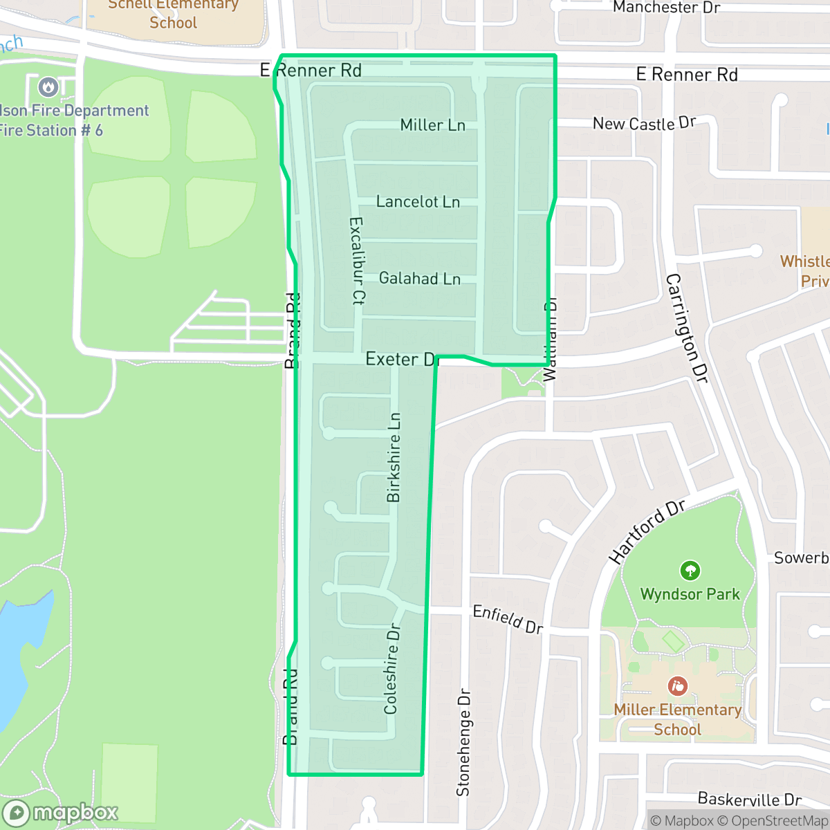 Map showing the location of Knights Bridge Estates, Richardson, TX
