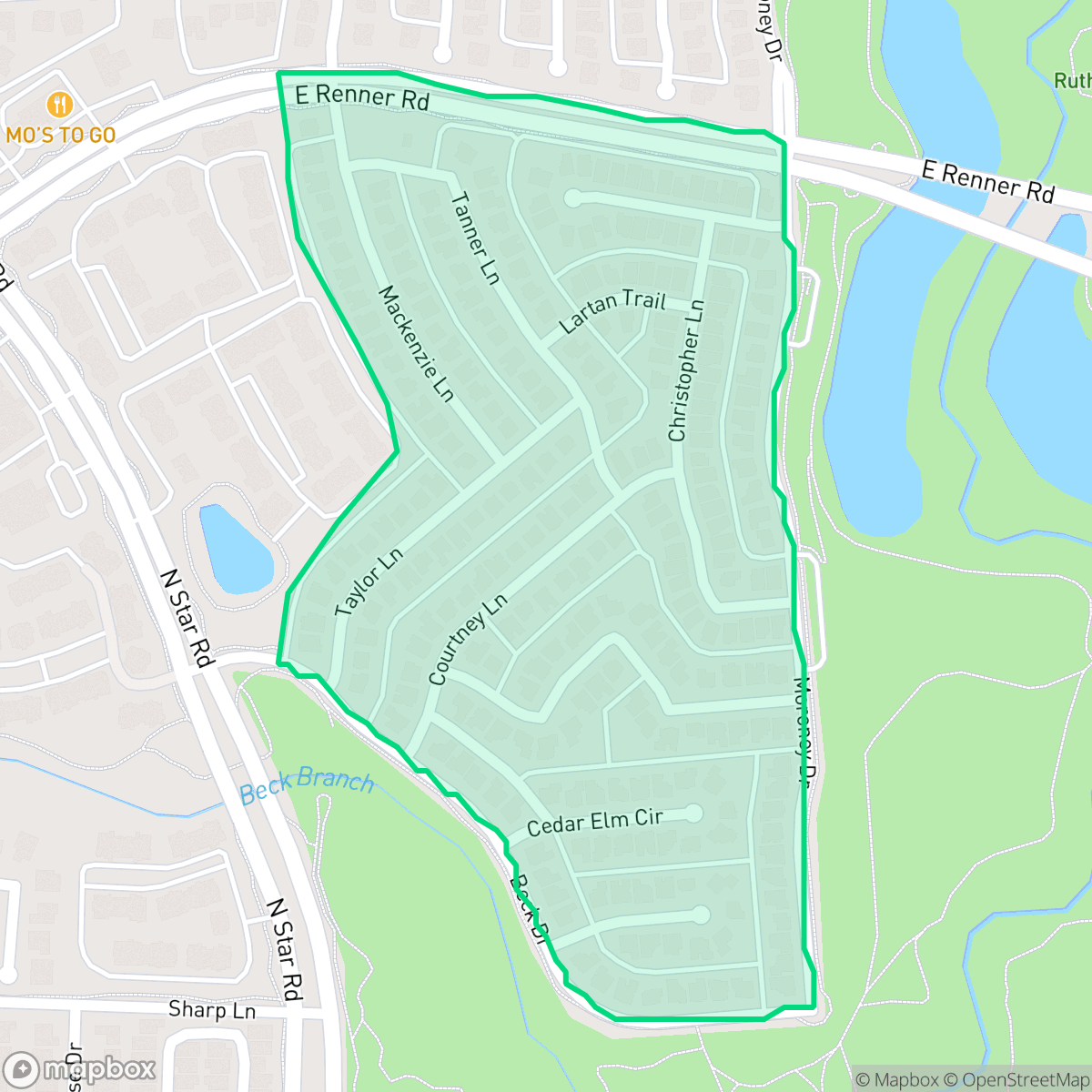 Map showing the location of Mackenzie Meadows, Richardson, TX