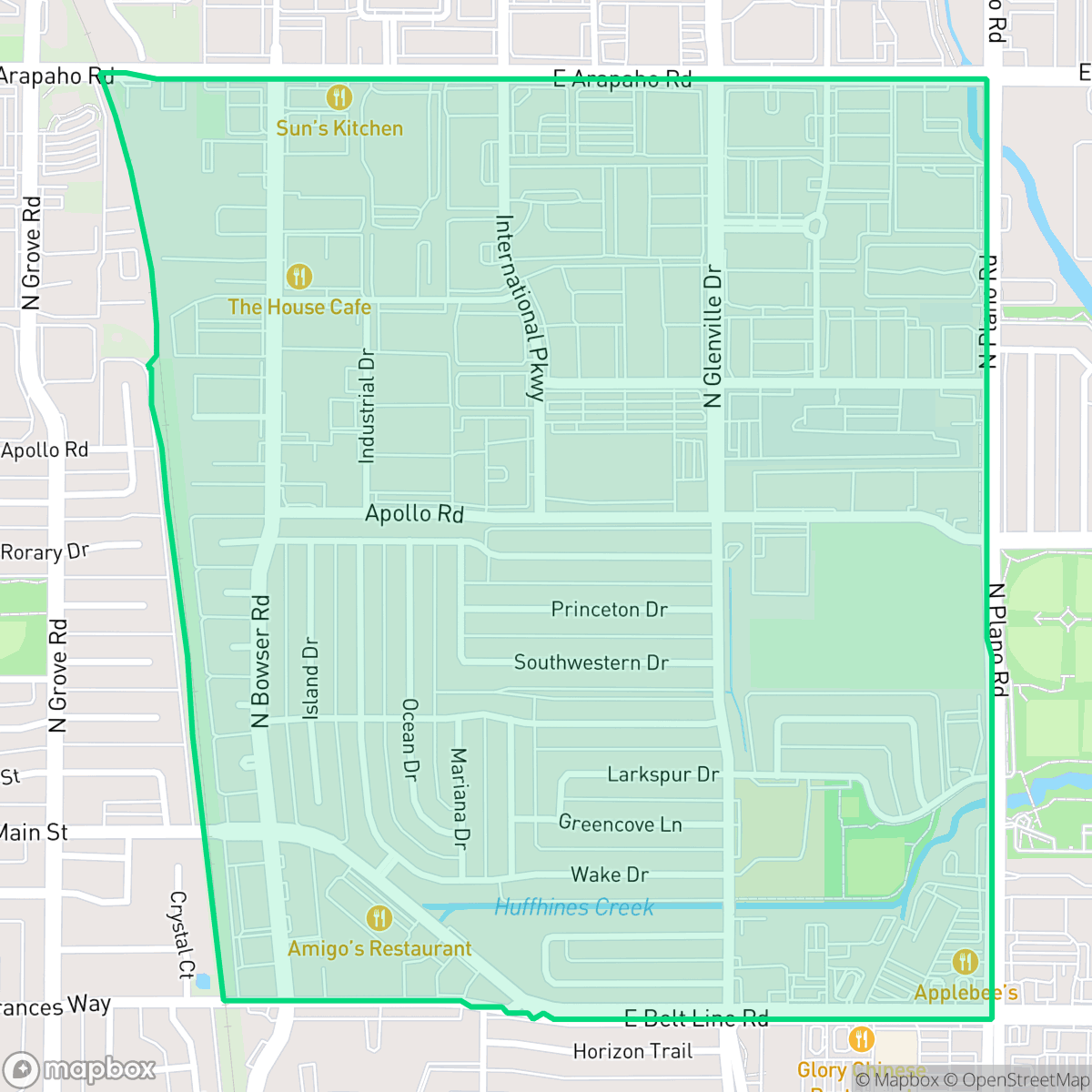 Map showing the location of Mark Twain, Richardson, TX